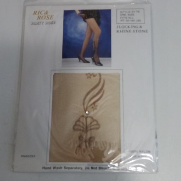 Pantyhose Lot Patterned Rhinestones Black, White and Nude - Picture 3 of 7